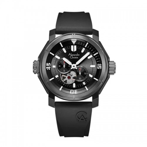 Alexandre Christie AC 6565 Grey Black Rubber Automatic MAREPBA